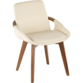 Cosmo Accent Chair in Cream Leatherette & Walnut Finish